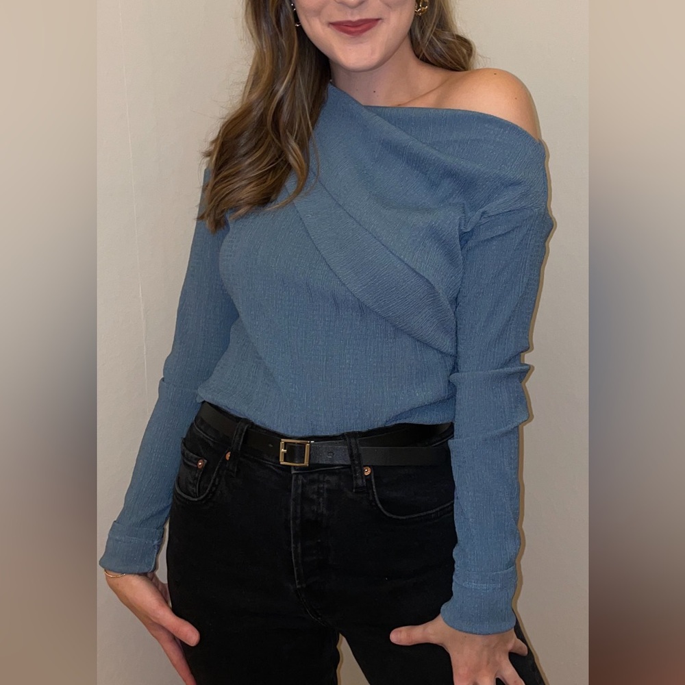 Blue Off-Shoulder Top